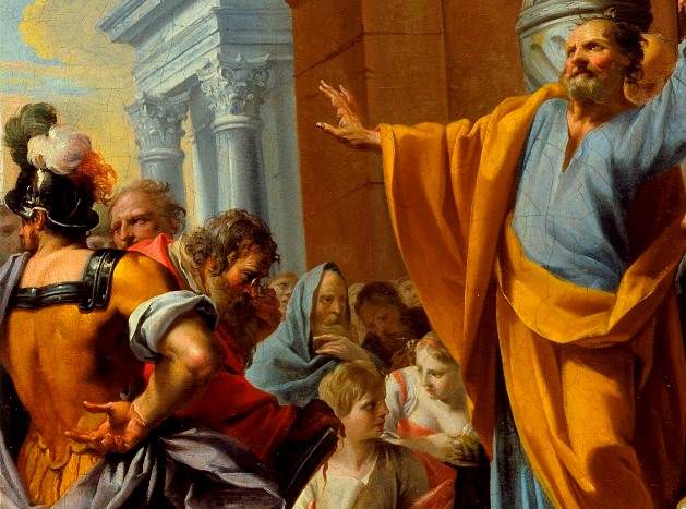 Peter preaching in Jerusalem