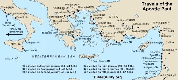 map of cities Paul visited